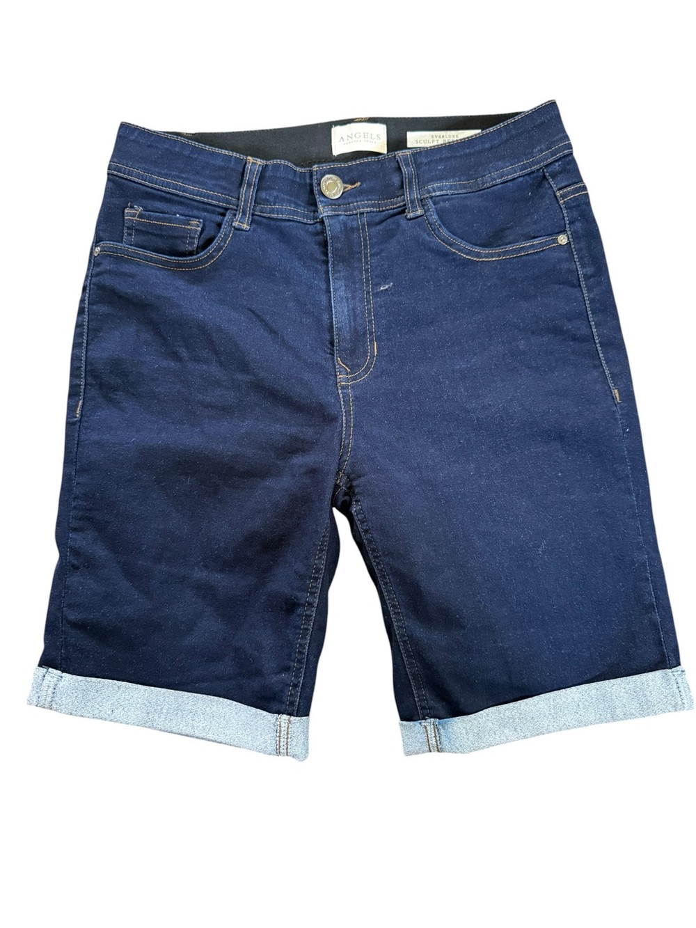 Womens Angels Forever Young  Roll-Cuff Denim Bermuda Shorts EUC Size 8/29